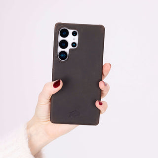 Barlow Leather Snap-On Case – Galaxy S25 Ultra, Distressed Coffee