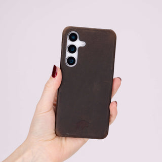 Barlow Leather Snap - On Case – Galaxy S25, Distressed Coffee - BlackBrook Case