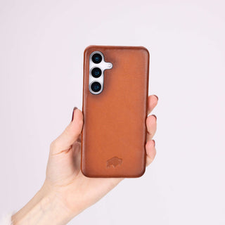 Barlow Leather Snap - On Case – Galaxy S25 Plus, Burnished Tan - BlackBrook Case