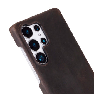 Barlow Leather Snap - On Case – Galaxy S25 Ultra, Distressed Coffee - BlackBrook Case