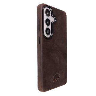 Barlow Leather Snap - On Case – Galaxy S26 Plus, Distressed Coffee - BlackBrook Case