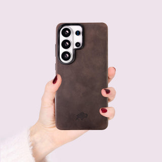 Barlow Leather Snap - On Case – Galaxy S26 Ultra, Distressed Coffee - BlackBrook Case