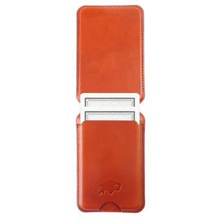 Baron Leather MagSafe Wallet with Stand, Burnished Tan - BlackBrook Case