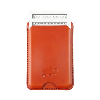 Baron Leather MagSafe Wallet with Stand, Burnished Tan - BlackBrook Case