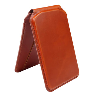 Baron Leather MagSafe Wallet with Stand, Burnished Tan - BlackBrook Case