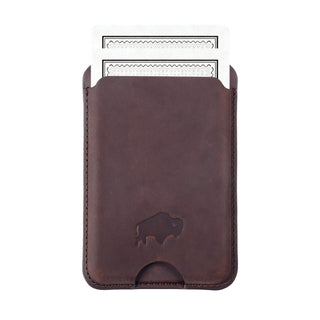Baron Leather MagSafe Wallet with Stand, Distressed Coffee - BlackBrook Case