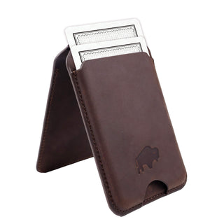 Baron Leather MagSafe Wallet with Stand, Distressed Coffee - BlackBrook Case