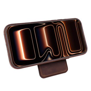 Baron Leather MagSafe Wallet with Stand, Distressed Coffee - BlackBrook Case