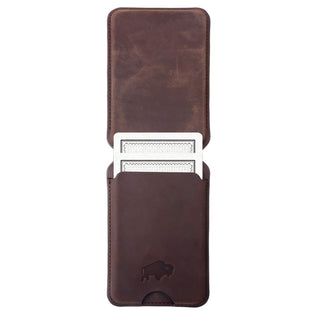Baron Leather MagSafe Wallet with Stand, Distressed Coffee - BlackBrook Case