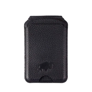 Baron Leather MagSafe Wallet with Stand, Pebble Black - BlackBrook Case