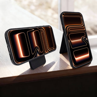 Baron Leather MagSafe Wallet with Stand, Pebble Black - BlackBrook Case