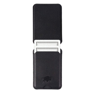 Baron Leather MagSafe Wallet with Stand, Pebble Black - BlackBrook Case