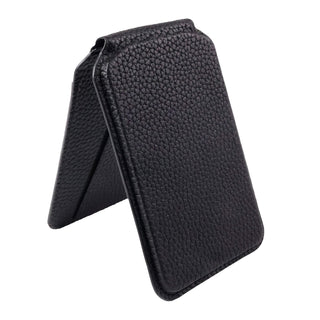 Baron Leather MagSafe Wallet with Stand, Pebble Black - BlackBrook Case