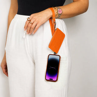 Marlow PU Leather Phone Strap & Wallet Set, Orange