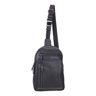 Blake Full‑Grain Leather Crossbody Bag, Black