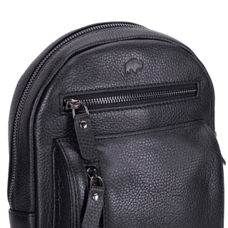Blake Full‑Grain Leather Crossbody Bag, Black