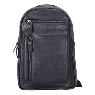 Blake Full‑Grain Leather Crossbody Bag, Black - UnBranded