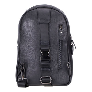 Blake Full‑Grain Leather Crossbody Bag, Black - UnBranded