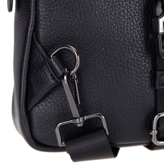 Blake Full‑Grain Leather Crossbody Bag, Black - UnBranded