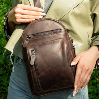 Blake Leather Crossbody Bag, Brown - UnBranded