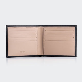 Bologna Men’s Leather Bifold Wallet with Coin Pocket – Mapi Edition, Black & Beige - Mapi
