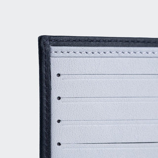 Bologna Men’s Leather Bifold Wallet with Coin Pocket – Mapi Edition, Dark Blue & Gray - Mapi