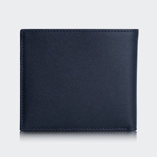 Bologna Men’s Leather Bifold Wallet with Coin Pocket – Mapi Edition, Dark Blue & Gray - BlackBrook Case