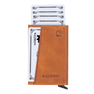 Bond Slim RFID Cardholder – Full‑Grain Leather, Golden Brown - BlackBrook Case