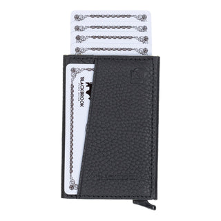Bond Slim RFID Cardholder – Full‑Grain Leather, Pebble Black - BlackBrook Case