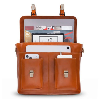 Bradford Satchel & Briefcase 17", Burnished Tan - BlackBrook Case