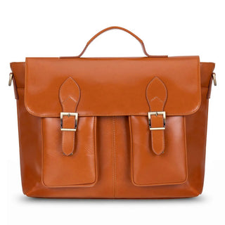 Bradford Satchel & Briefcase 17", Burnished Tan - BlackBrook Case
