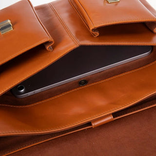 Bradford Satchel & Briefcase 17", Burnished Tan - BlackBrook Case