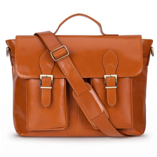 Bradford Satchel & Briefcase 17", Burnished Tan - BlackBrook Case