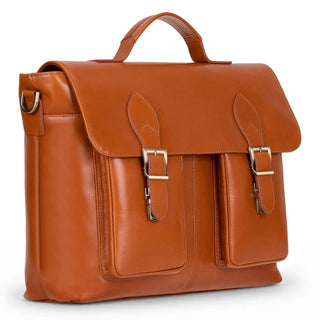 Bradford Satchel & Briefcase 17", Burnished Tan - BlackBrook Case