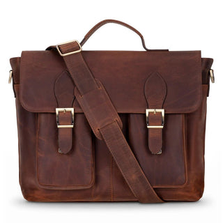 Bradford Satchel & Briefcase 17", Distressed Coffee - BlackBrook Case