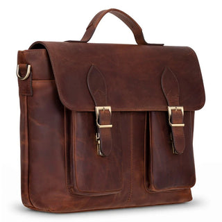 Bradford Satchel & Briefcase 17", Distressed Coffee - BlackBrook Case