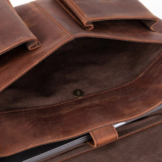 Bradford Satchel & Briefcase 17", Distressed Coffee - BlackBrook Case