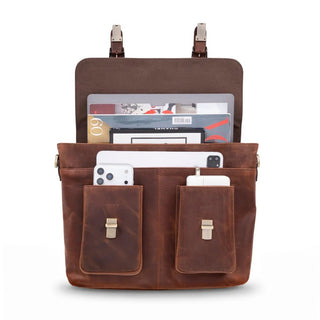 Bradford Satchel & Briefcase 17", Distressed Coffee - BlackBrook Case