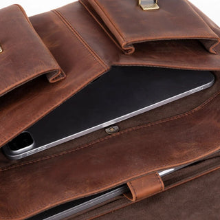Bradford Satchel & Briefcase 17", Distressed Coffee - BlackBrook Case