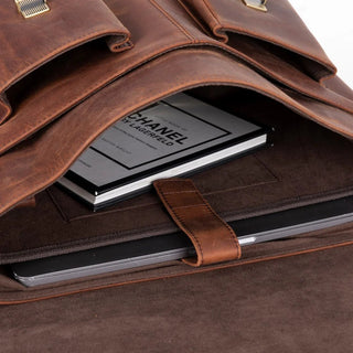 Bradford Satchel & Briefcase 17", Distressed Coffee - BlackBrook Case