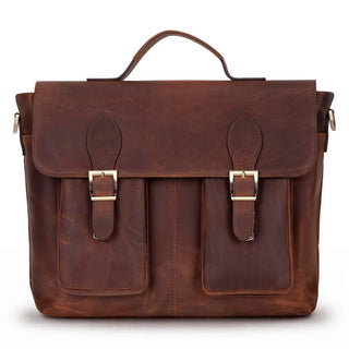 Bradford Satchel & Briefcase 17", Distressed Coffee - BlackBrook Case