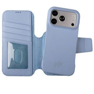 Burkley 2-in-1 Full-Grain Leather Detachable Wallet Case for iPhone 17 Pro Max, Blue - BlackBrook Case