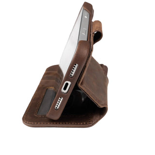 Burkley 2-in-1 Full-Grain Leather Detachable Wallet Case for iPhone 17 Pro Max, Distressed Coffee - BlackBrook Case