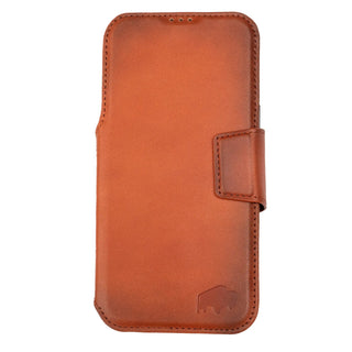 Burkley 2-in-1 Full-Grain Leather Detachable Wallet Case for iPhone 18 Pro, Burnished Tan - BlackBrook Case