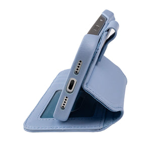 Burkley 2-in-1 Full-Grain Leather Detachable Wallet Case for iPhone 18 Pro Max, Blue - BlackBrook Case
