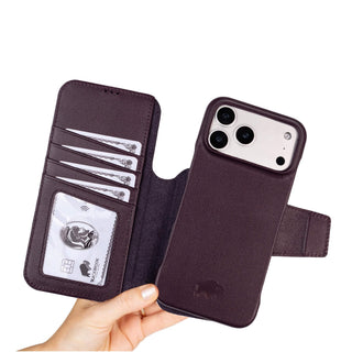 Burkley 2-in-1 Full-Grain Leather Detachable Wallet Case for iPhone 18 Pro Max, Burgundy - BlackBrook Case