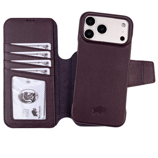 Burkley 2-in-1 Full-Grain Leather Detachable Wallet Case for iPhone 18 Pro Max, Burgundy - BlackBrook Case