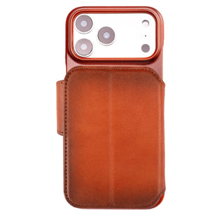 Burkley 2-in-1 Full-Grain Leather Detachable Wallet Case for iPhone 17 Pro Max, Burnished Tan - BlackBrook Case