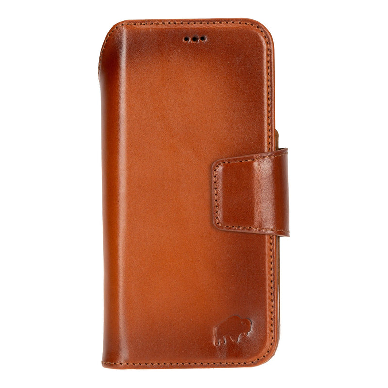 iPhone 17 Pro Leather Wallet Case - Burkley Classic 2 - in - 1 Detachable Folio, Burnished Tan - BlackBrook Case