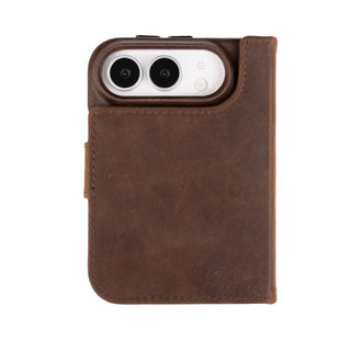Burkley Detachable Wallet Case for iPhone Duo, Distressed Coffee - BlackBrook Case